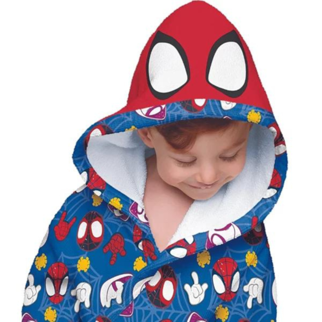 Roupão Infantil Estampado Aveludado Quimono Com Capuz Lepper - Spider Man (confira tamanhos)