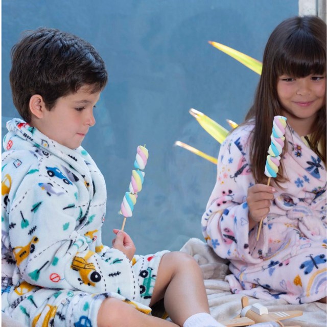 Roupão Microfibra Infantil Fleece Camesa - Dinossaurinho(Confira tamanhos disponíveis)