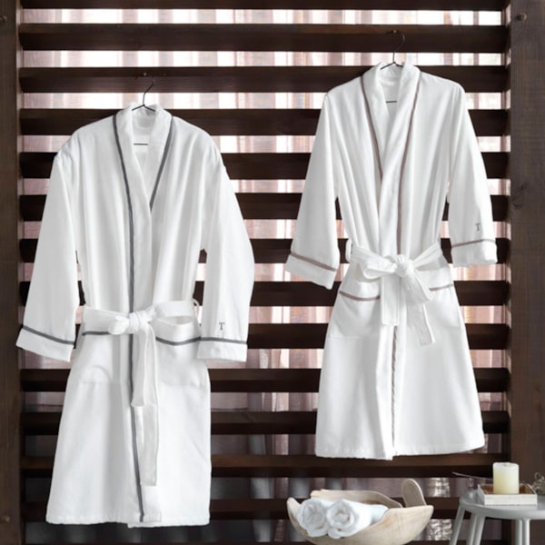 Roupão Trussardi 100% Algodão Masculino Domenico Branco - P Roupão Trussardi 100% Algodão Masculino Domenico Branco - P