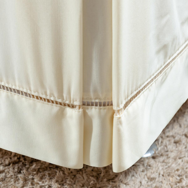 Saia para Cama Casal 180 Fios Ponto Palito Linha Classic Juma - Palha Saia para Cama Casal 180 Fios Ponto Palito Linha Classic Juma - Palha