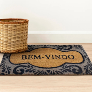 Tapete Capacho Bem -Vindo Fibra de Coco 40cm x 60cm Corttex – Bem-Vindo Cinza