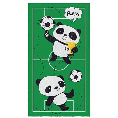 Toalha de Banho Felpuda Panda Futebol Estampada Lepper - VERDE