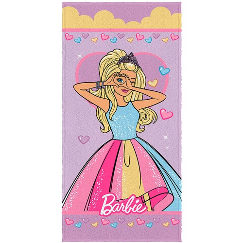 Toalha de Banho Infantil Felpuda Barbie Reinos II Lepper  - ROSA
