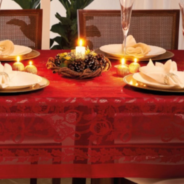 Toalha de Mesa em Renda Natal Retangular 1,55 x 3,00 Lepper