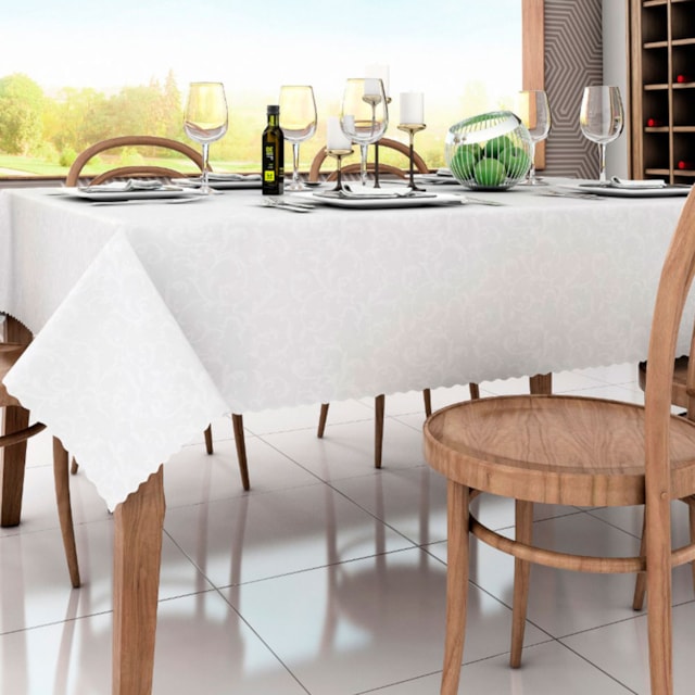 Toalha de Mesa Jacquard Redonda 1,80 Salehtex - BRANCO