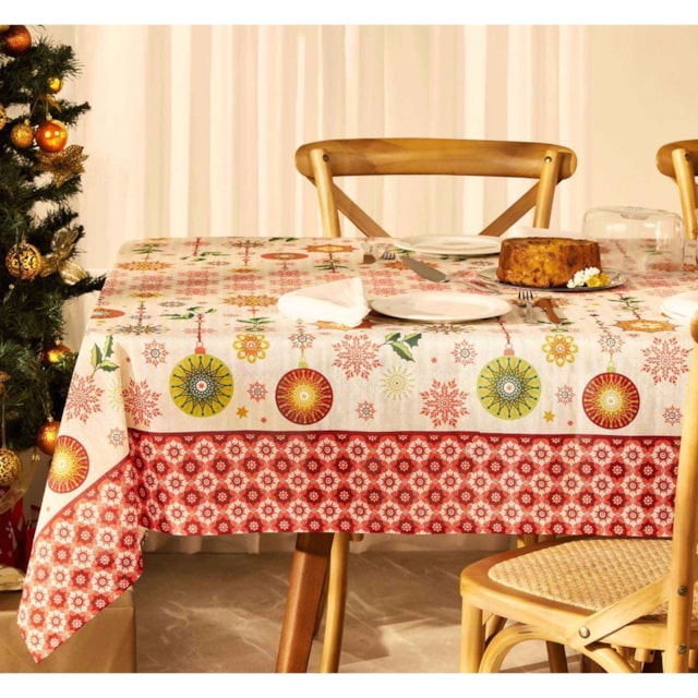 Toalha de Mesa Magia Natal Quadrada 1,40m x 1,40m Pop Lepper