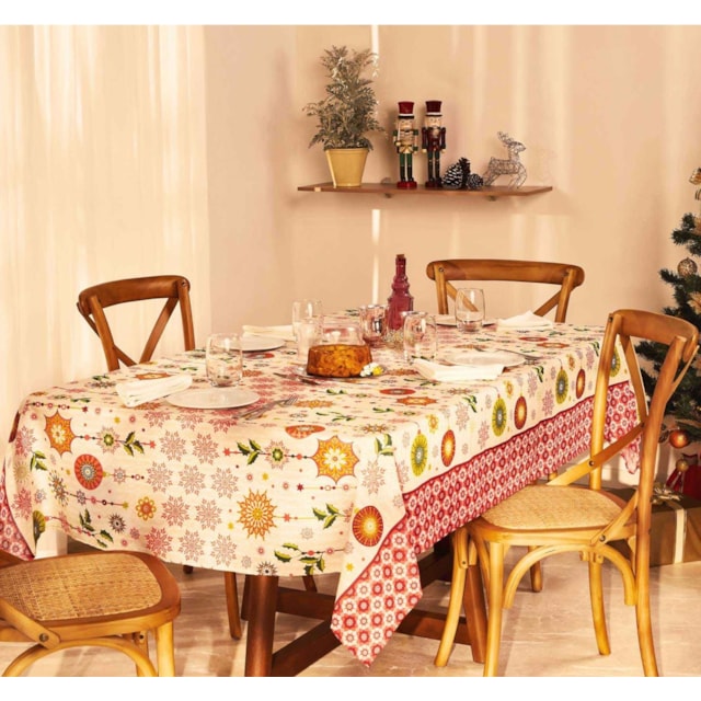 Toalha de Mesa Magia Natal Quadrada 1,40m x 1,40m Pop Lepper