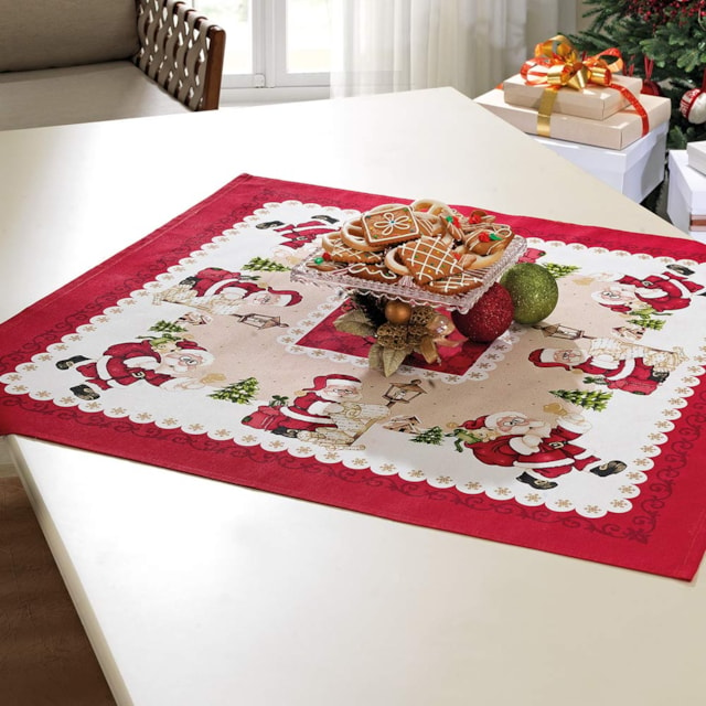 Toalha de Mesa Quadrada 0,78cm x 0,78cm Genebra Rústica Dohler - Vermelho