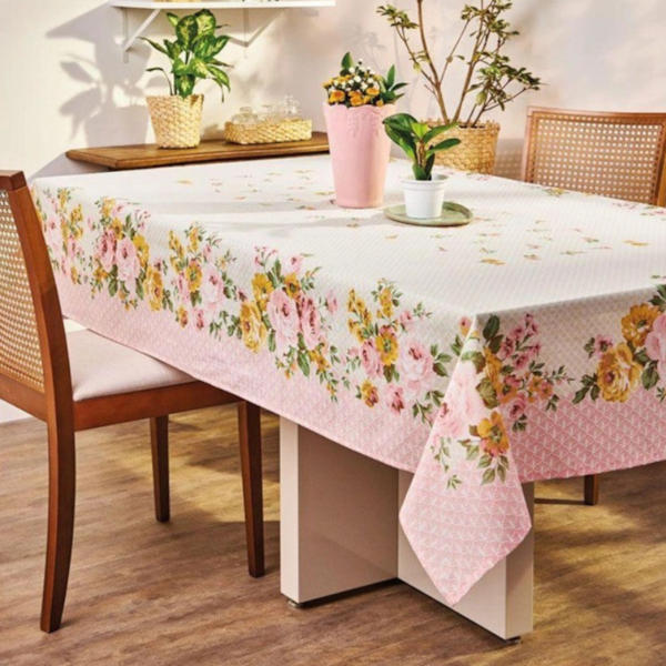 Toalha de Mesa Retangular Super Prática 1,55m x 2,50m 8 lugares Estampada Lepper - Carol Toalha de Mesa Retangular Super Prática 1,55m x 2,50m 8 lugares Estampada Lepper - Carol