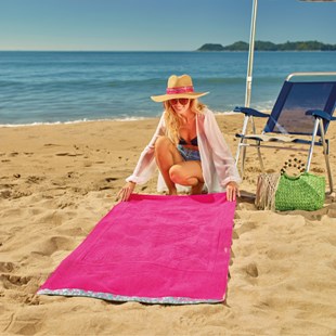 Toalha de Praia e Piscina Ocean 80cm X 1,50m Atlântica - Pink