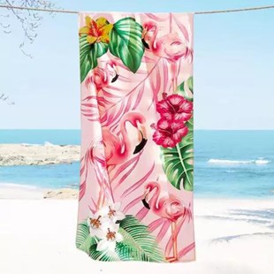 Toalha de Praia e Piscina Velour 76cm x 1,52m Estampado Dohler - Flamingos