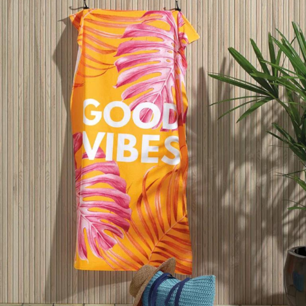 Toalha de Praia e Piscina Velour 76cm x 1,52m Estampado Dohler - Good Vibes