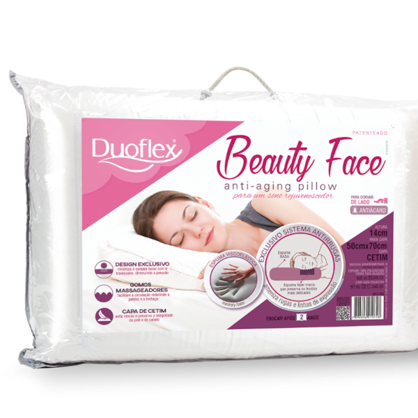 Travesseiro Beauty Face Anti- Rugas Pillow 50cm x 70cm - Duoflex Travesseiro Beauty Face Anti- Rugas Pillow 50cm x 70cm - Duoflex