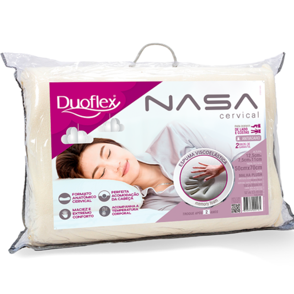 Travesseiro Nasa Cervical 50cm x 70cm Espuma Viscoelástico Memory Foam - Duoflex Travesseiro Nasa Cervical 50cm x 70cm Espuma Viscoelástico Memory Foam - Duoflex
